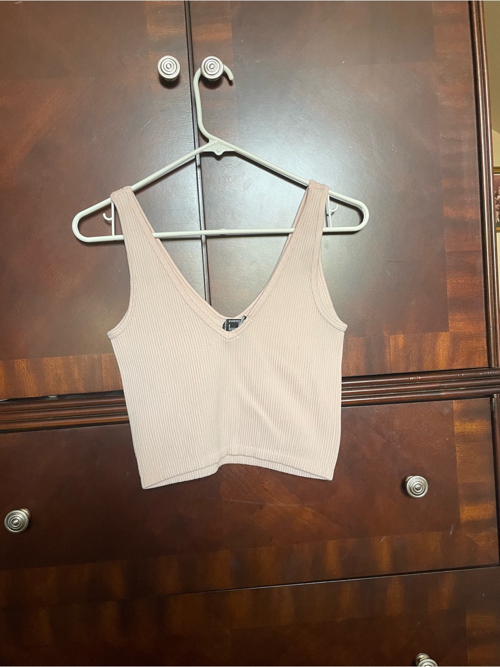 Forever 21 Ribbed V-Neck Crop Tank Top - Blush